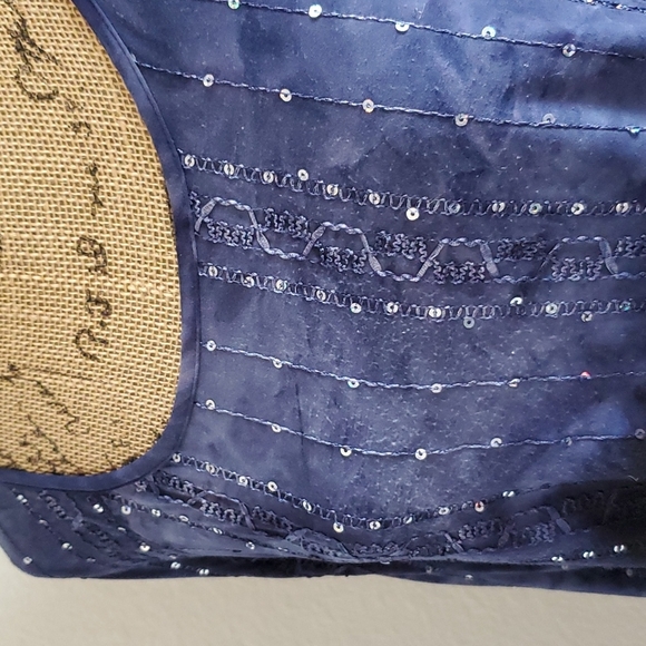 Sami & Jo Dark Purple Tie dye ric rack sequins Shark bite hem Lg. Casual Travel - Picture 4 of 9